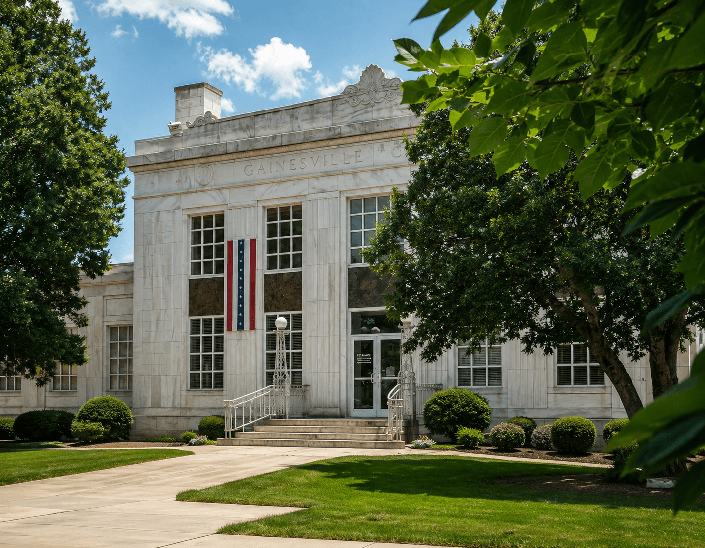 Daytime photo of City of Gainesville GA city hall building