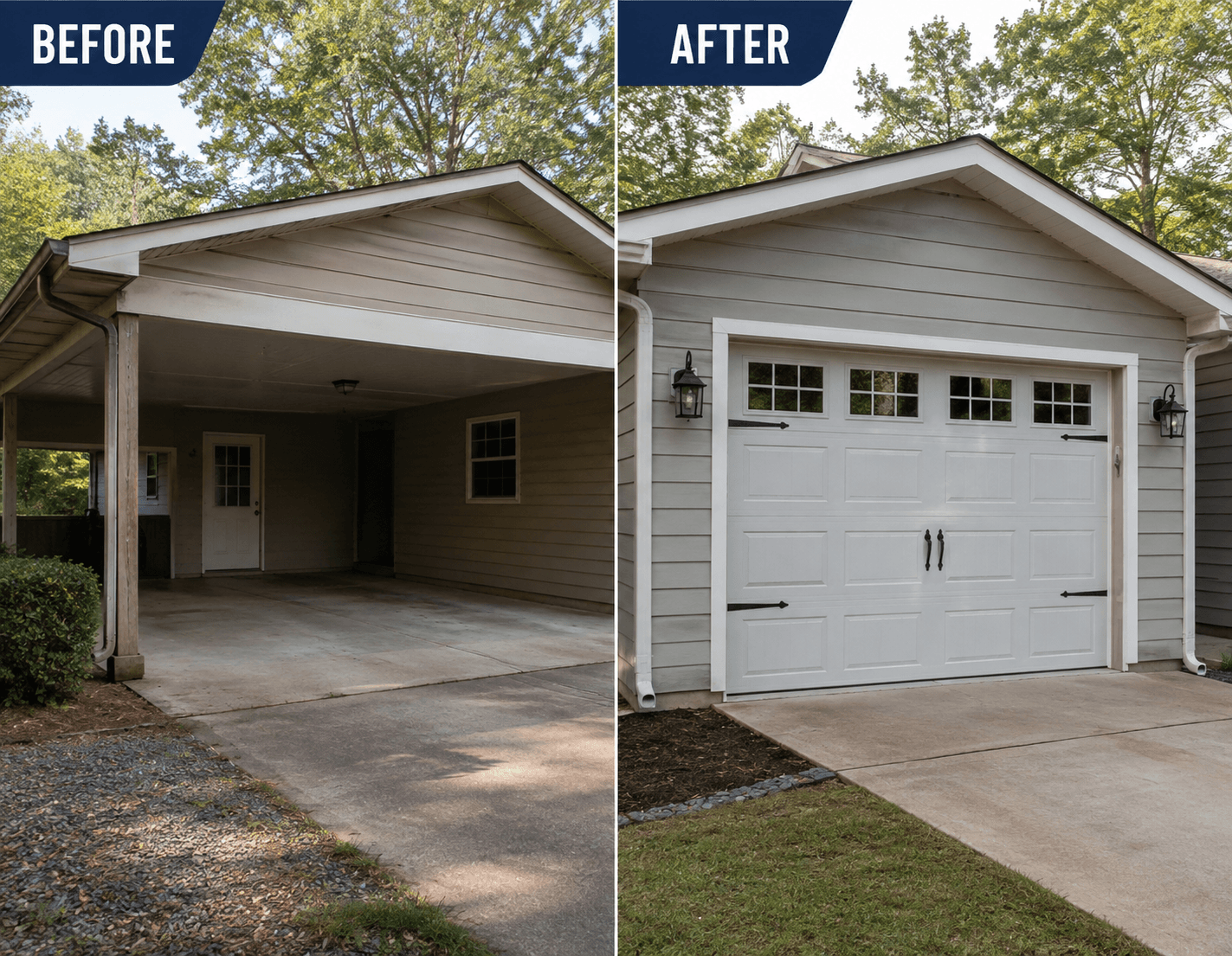 Carport to garage conversion.