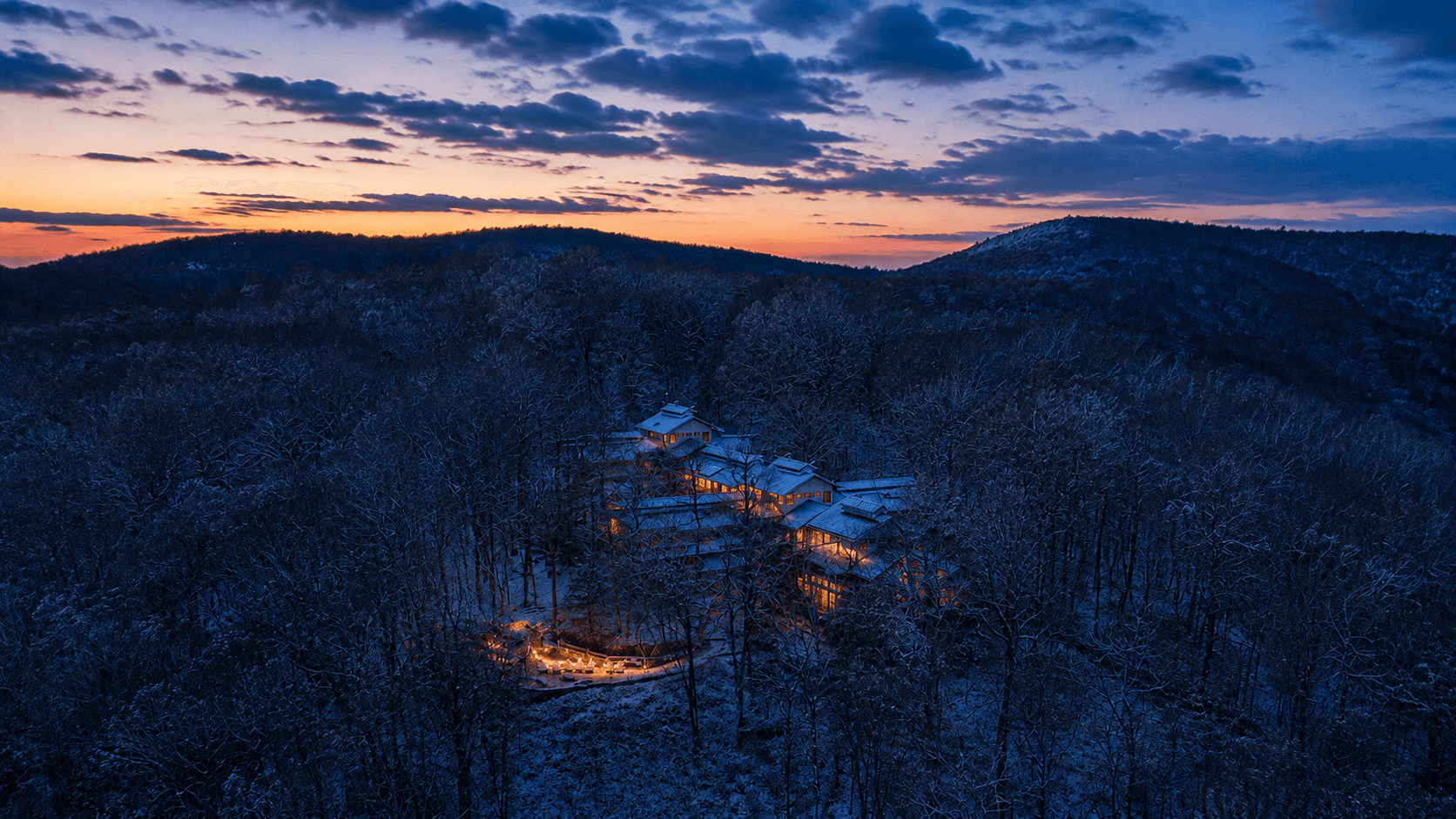 Aerial shot of a wooded setting in Dawsonville, GA.
